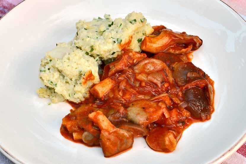 Summer Oyster Mushroom Stew with Cauliflower Millet Mash