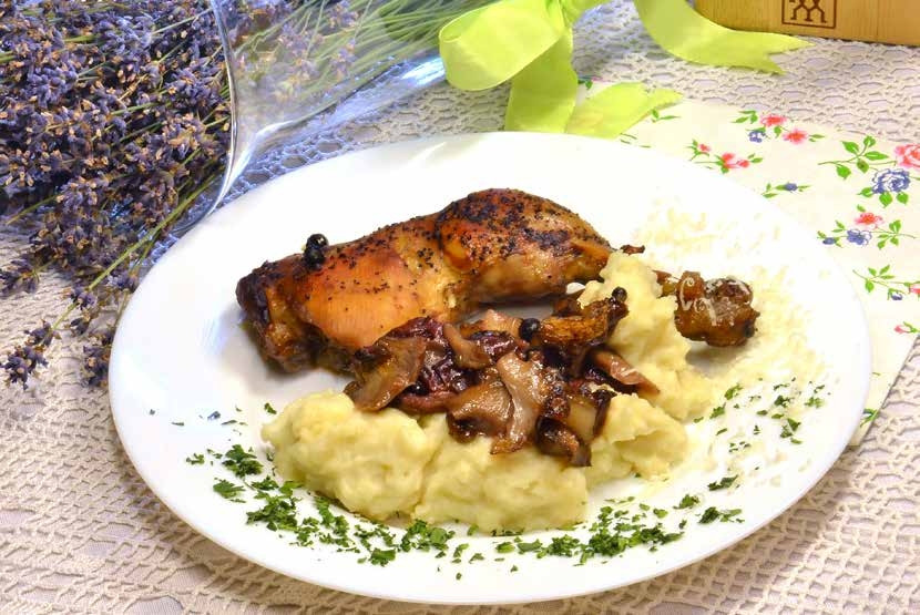 Chicken Legs with Sour Cherry and Oyster Mushroom